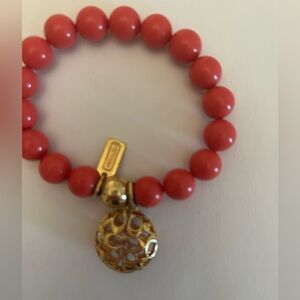 Coach Coral Beaded Bracelet with Gold Accent